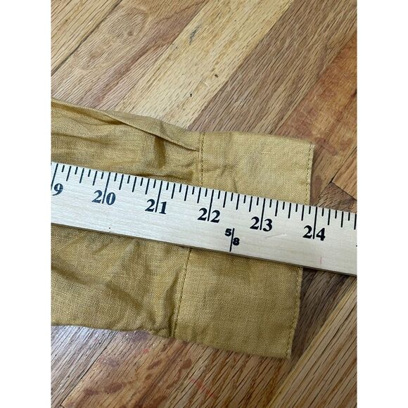 Garnet Hill Women's 12 Yellow Button-Up 100% Linen Shirt Casual Chic Boho Blouse - Picture 9 of 9